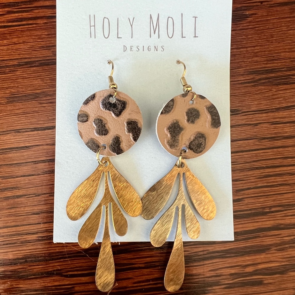 Gold and Brown Leopard Earrings
